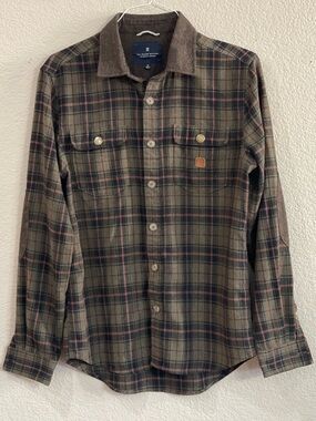 Roark Revival Mens Plaid Flannel Long-Sleeve Shirt - Olive/Brown -